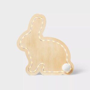 Target Spritz 12" Easter Natural Wood Bunny with Faux Neon Lights 2024